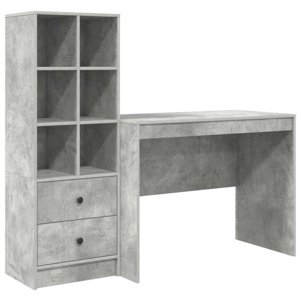 Schreibtisch mit Schubladen 2 pcs Beton Grau