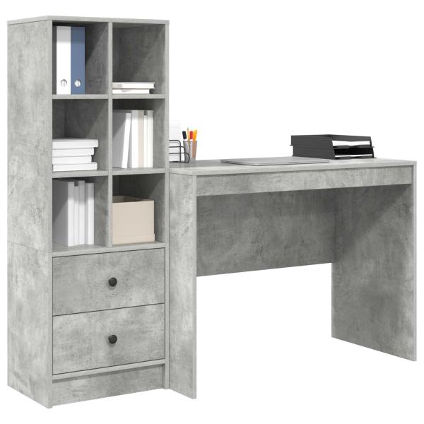 Schreibtisch mit Schubladen 2 pcs Beton Grau