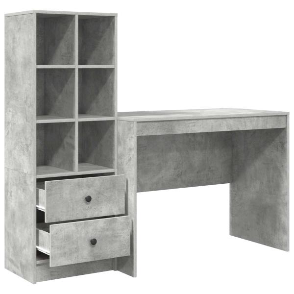 Schreibtisch mit Schubladen 2 pcs Beton Grau