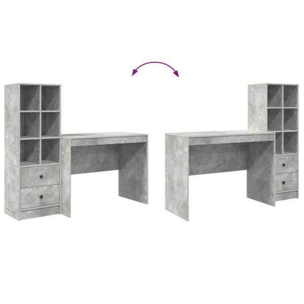 Schreibtisch mit Schubladen 2 pcs Beton Grau
