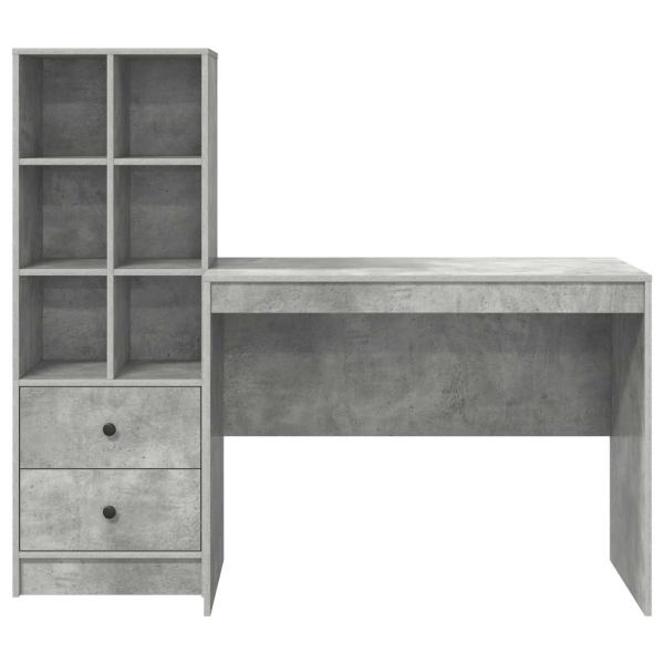 Schreibtisch mit Schubladen 2 pcs Beton Grau
