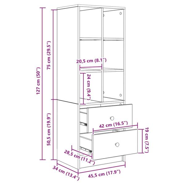 Schreibtisch mit Schubladen 2 pcs Beton Grau