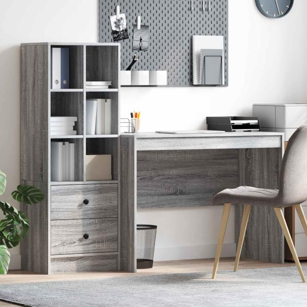 ARDEBO.de - Schreibtisch Graues Sonoma 145.5 x 50 x 127 cm 2 stk.