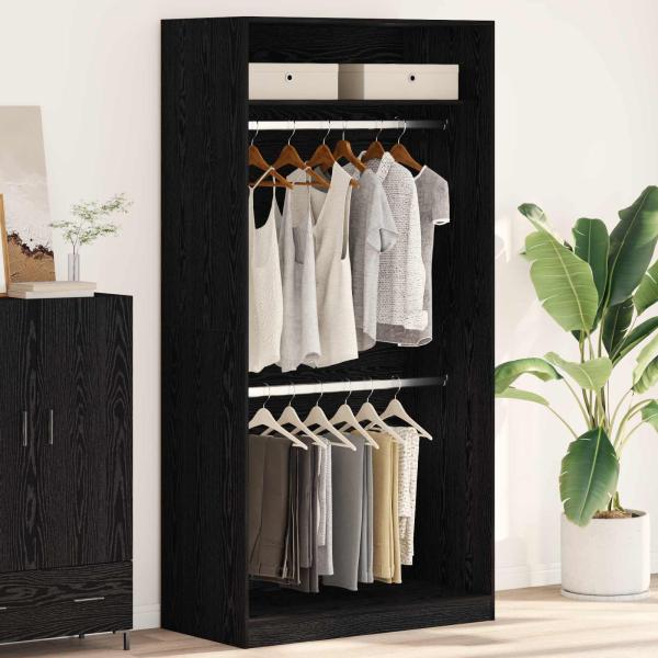 ARDEBO.de - Kleiderschrank Schwarz Eichen-Optik 100 x 50 x 200 cm