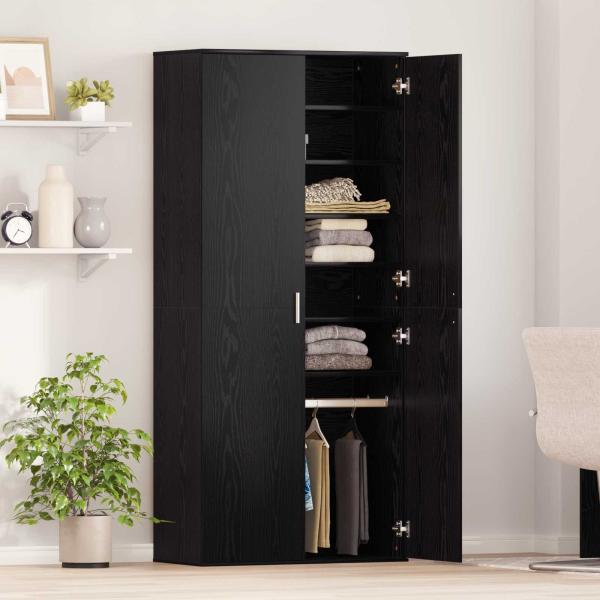 Hochschrank 80 x 39 x 178 cm Holzwerkstoff Schwarz Eichen-Optik