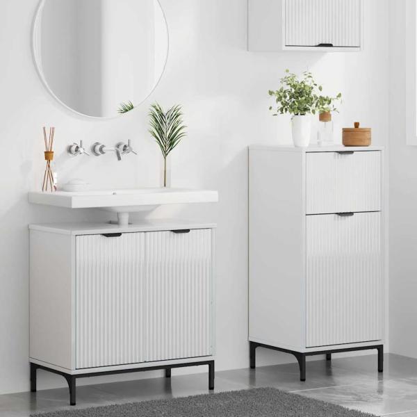 Badezimmermöbel-Set 2 stk. Hochglanz Weiß 39,5 x 36 x 88 cm