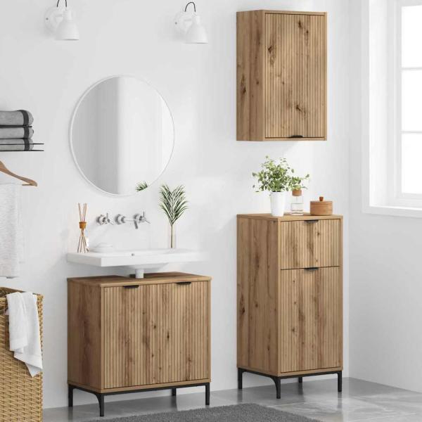 Badezimmermöbel-Set 3 Stk. Artisan-Eiche 39,5 x 36 x 88 cm