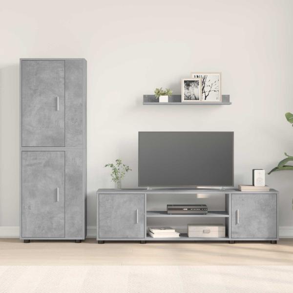 TV-Schrankset Beton Grau Holzwerkstoff