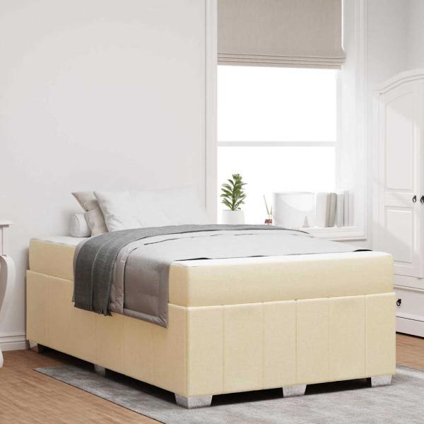 ARDEBO.de - Bettrahmen mit Matratze Creme 120 x 190 cm Stoff