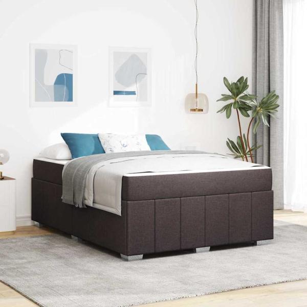 ARDEBO.de - Bettrahmen mit Matratze Dunkelbraun 160 x 200 cm Stoff