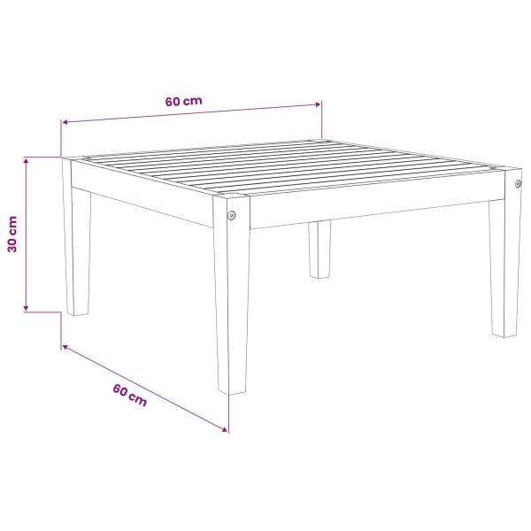 Gartentisch Massivholz Akazie Natur 60 x 60 x 30 cm