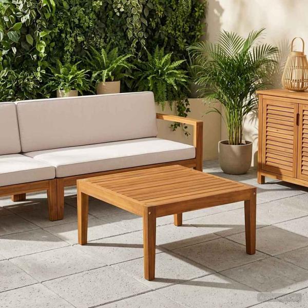 ARDEBO.de - Gartentisch Massivholz Akazie Natur 60 x 60 x 30 cm