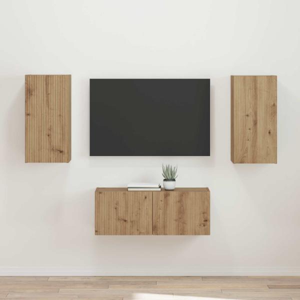 ARDEBO.de - TV-Schrankset 2 Stk. Artisan-Eiche Holzwerkstoff