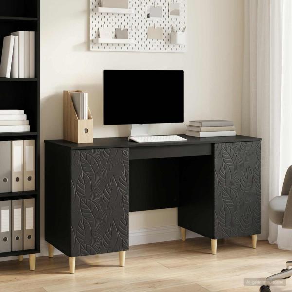 ARDEBO.de - Schreibtisch Schwarz 142,5 x 50 x 75 cm Holzwerkstoff