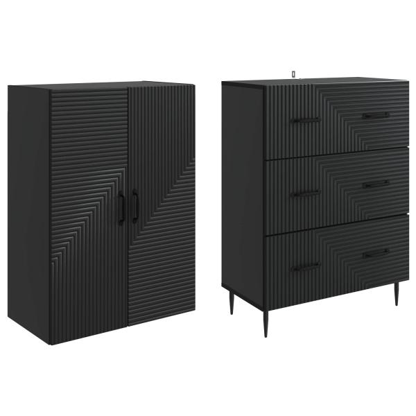 Schrankset 2 stk. 66 x 34,5 x 90 cm Holzwerkstoff Schwarz