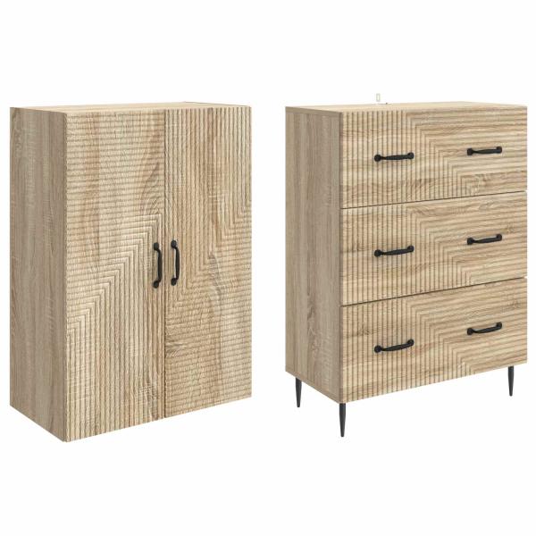 Schrankset 2 stk. 66 x 34,5 x 90 cm Holzwerkstoff Sonoma-Eiche