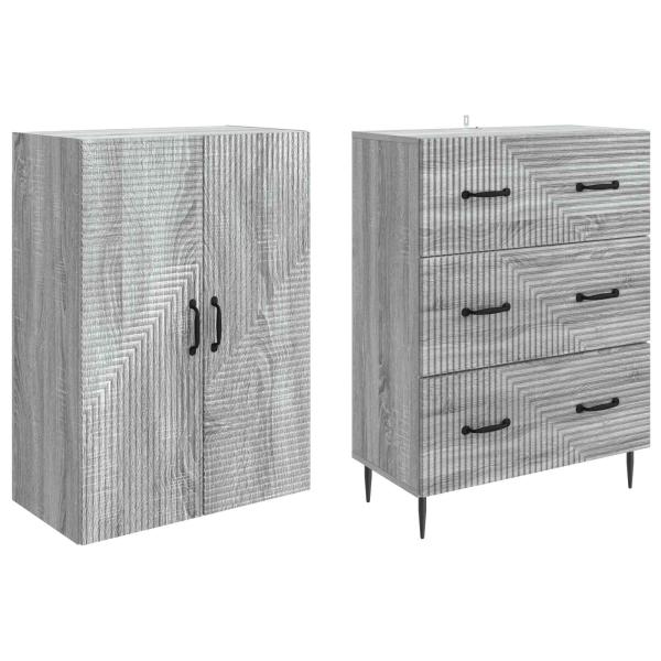 Schrankset 2 stk. 66 x 34,5 x 90 cm Holzwerkstoff Grau Sonoma