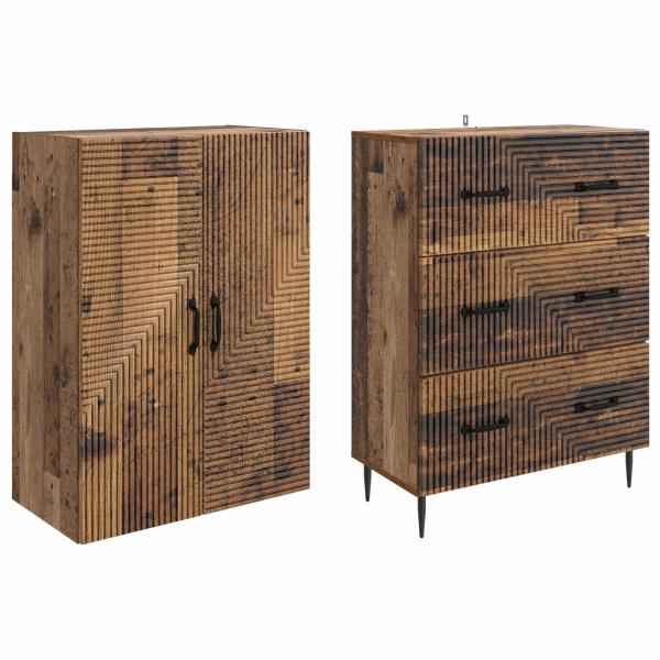 Schrankset 2 stk. 66 x 34,5 x 90 cm Holzwerkstoff Altholz