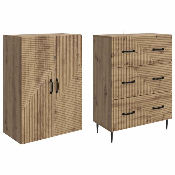 Schrankset 2 stk. 66 x 34,5 x 90 cm Holzwerkstoff Artisan-Eiche