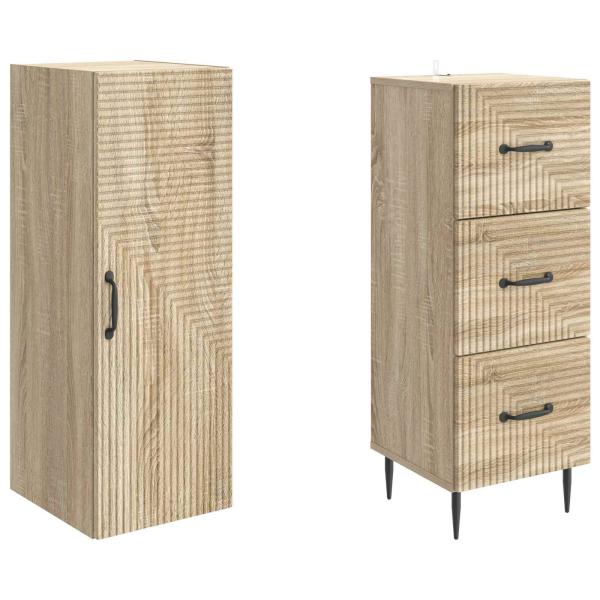 Schrankset 2 stk. 33 x 34,5 x 90 cm Holzwerkstoff Sonoma-Eiche