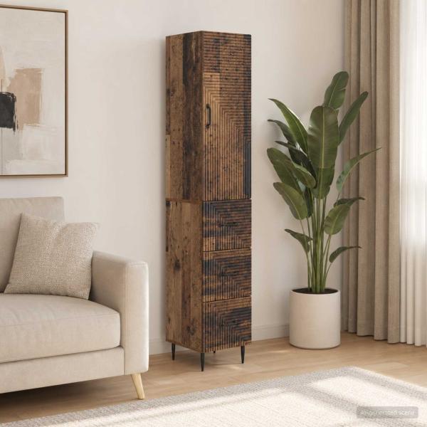 ARDEBO.de - Schrankset 2 stk. 33 x 34,5 x 90 cm Holzwerkstoff Altholz