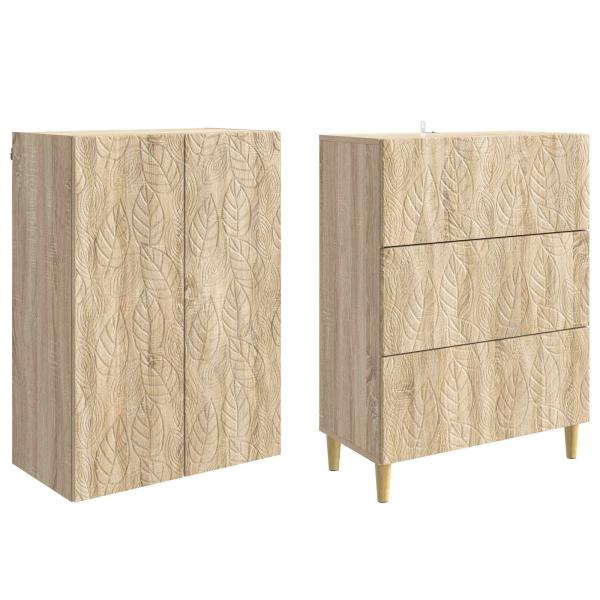 Schrankset 2 stk. 66 x 34,5 x 90 cm Holzwerkstoff Sonoma-Eiche