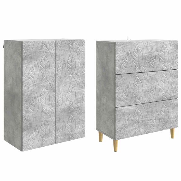 Schrankset 2 stk. 66 x 34,5 x 90 cm Holzwerkstoff Betongrau