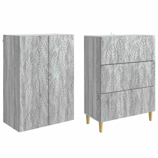 Schrankset 2 stk. 66 x 34,5 x 90 cm Holzwerkstoff Sonoma-Grau