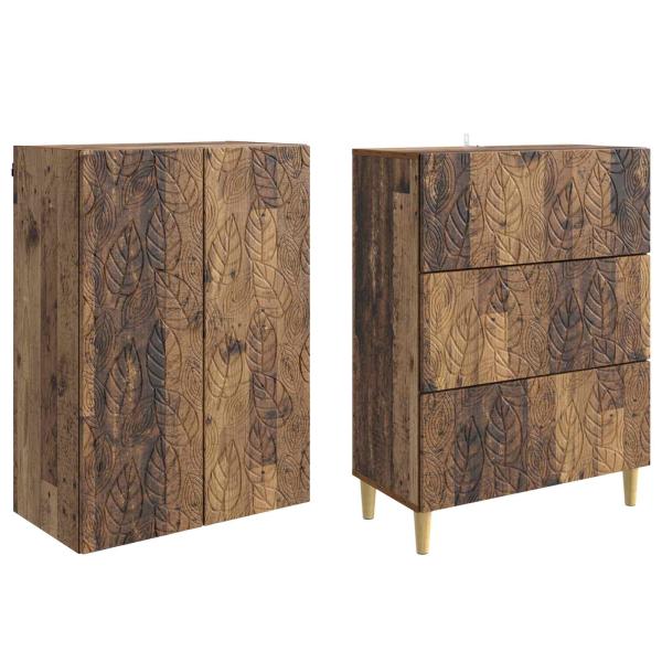 Schrankset 2 stk. 66 x 34,5 x 90 cm Holzwerkstoff Altholz