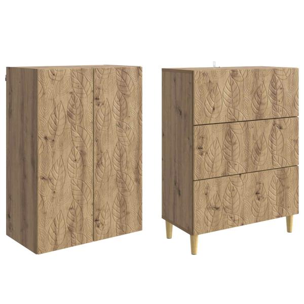 Schrankset 2 stk. 66 x 34,5 x 90 cm Holzwerkstoff Artisan-Eiche