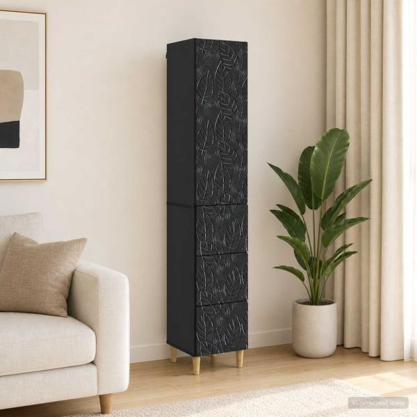 ARDEBO.de - Schrankset 2 stk. 33 x 34,5 x 90 cm Holzwerkstoff Schwarz