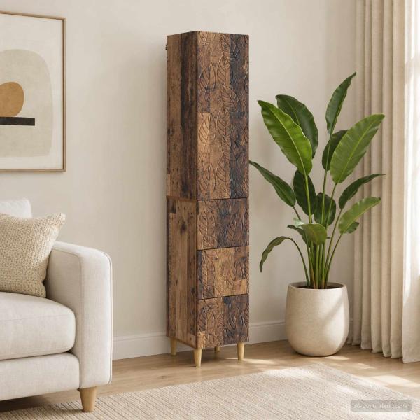 ARDEBO.de - Schrankset 2 stk. 33 x 34,5 x 90 cm Holzwerkstoff Altholz