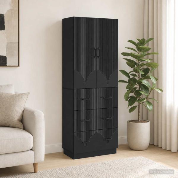 ARDEBO.de - Schrankset 2 stk. 66 x 34,5 x 87 cm Holzwerkstoff Schwarz