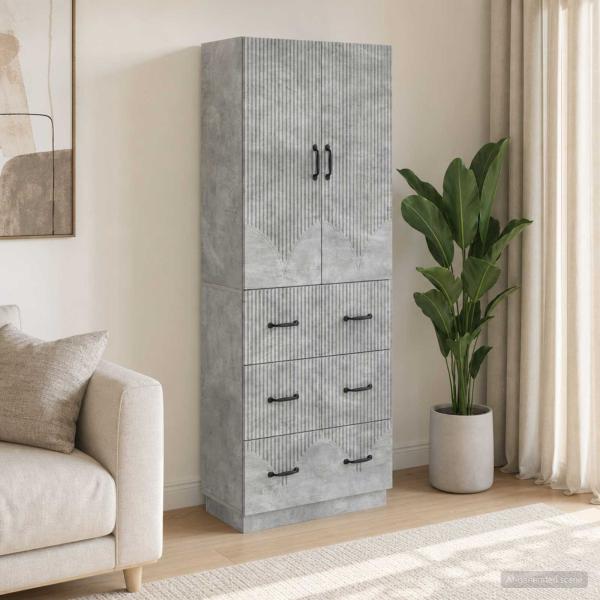 ARDEBO.de - Schrankset 2 stk. 66 x 34,5 x 87 cm Holzwerkstoff Betongrau