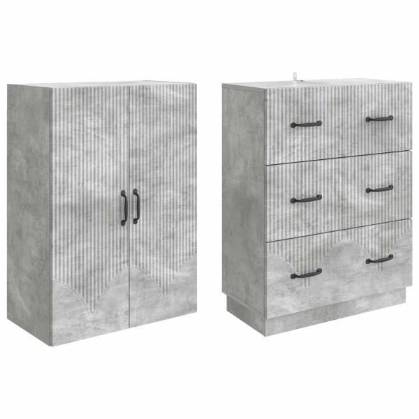 Schrankset 2 stk. 66 x 34,5 x 87 cm Holzwerkstoff Betongrau