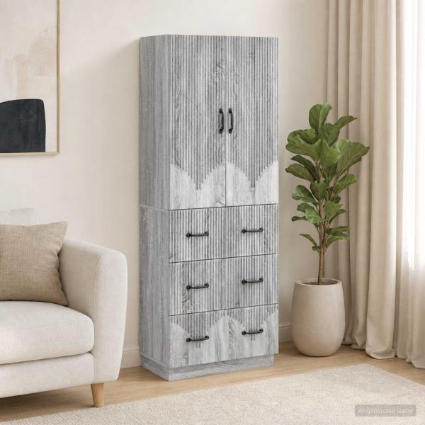 ARDEBO.de - Schrankset 2 stk. 66 x 34,5 x 87 cm Holzwerkstoff Sonoma-Grau