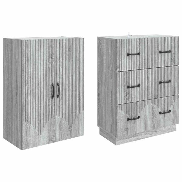 Schrankset 2 stk. 66 x 34,5 x 87 cm Holzwerkstoff Sonoma-Grau