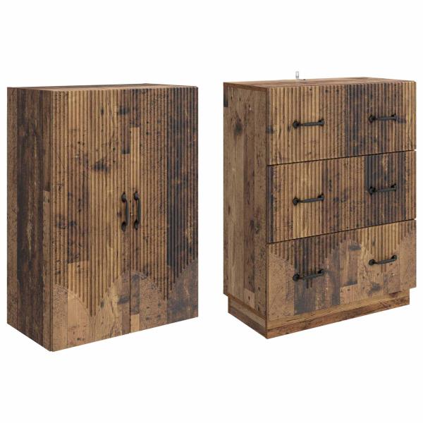 Schrankset 2 stk. 66 x 34,5 x 87 cm Holzwerkstoff Altholz