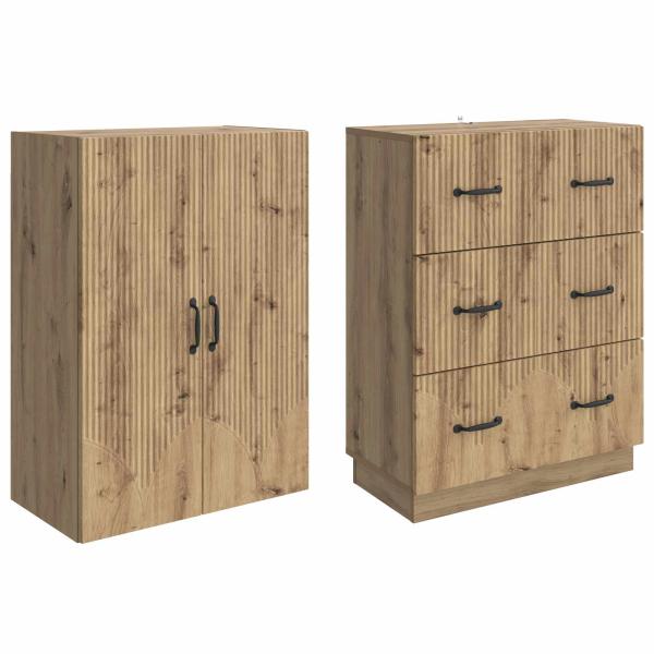 Schrankset 2 stk. 66 x 34,5 x 87 cm Holzwerkstoff Artisan-Eiche