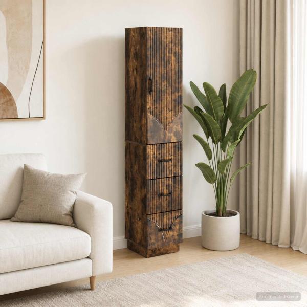 ARDEBO.de - Schrankset 2 stk. 33 x 34,5 x 87 cm Holzwerkstoff Räuchereiche