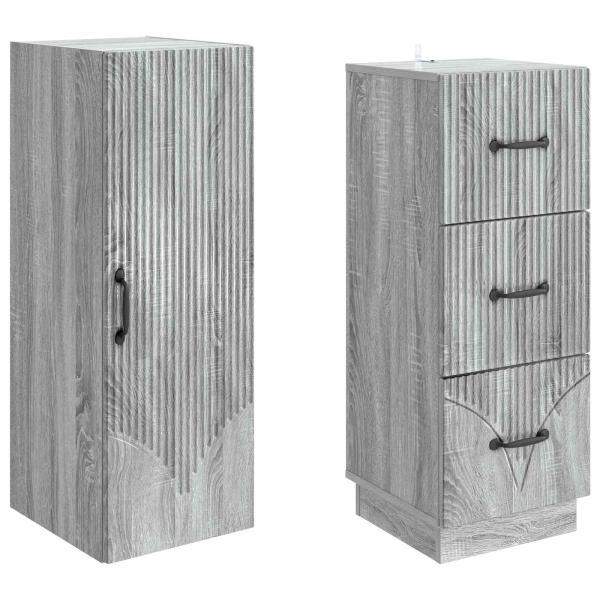 Schrankset 2 stk. 33 x 34,5 x 87 cm Holzwerkstoff Sonoma-Grau