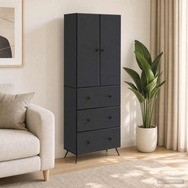 ARDEBO.de - Schrankset 2 stk. 66 x 34,5 x 90 cm Holzwerkstoff Schwarz