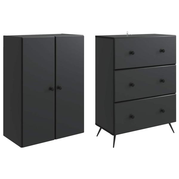 Schrankset 2 stk. 66 x 34,5 x 90 cm Holzwerkstoff Schwarz