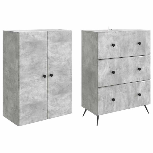 Schrankset 2 stk. 66 x 34,5 x 90 cm Holzwerkstoff Betongrau