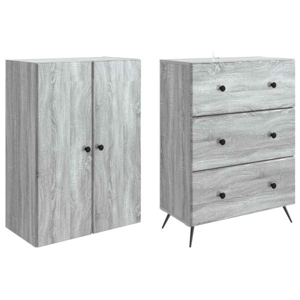 Schrankset 2 stk. 66 x 34,5 x 90 cm Holzwerkstoff Sonoma-Grau
