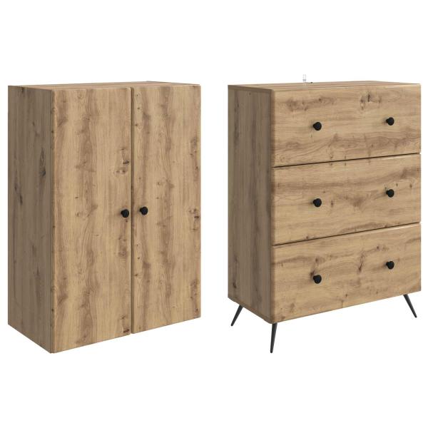 Schrankset 2 stk. 66 x 34,5 x 90 cm Holzwerkstoff Artisan-Eiche
