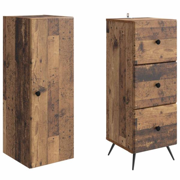 Schrankset 2 stk. 34,5 x 34,5 x 90 cm Holzwerkstoff Altholz