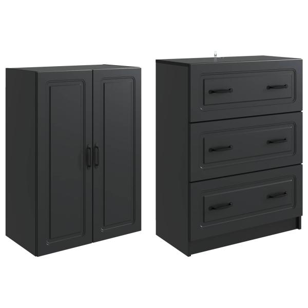 Schrankset 2 stk. 66 x 34,5 x 87 cm Holzwerkstoff Schwarz