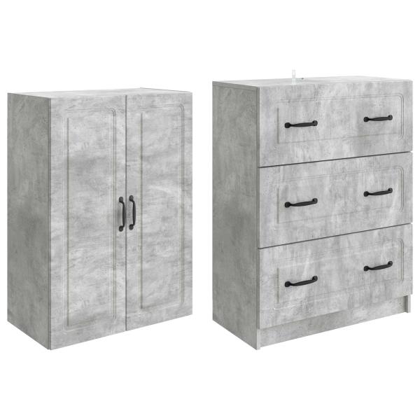 Schrankset 2 stk. 66 x 34,5 x 87 cm Holzwerkstoff Betongrau