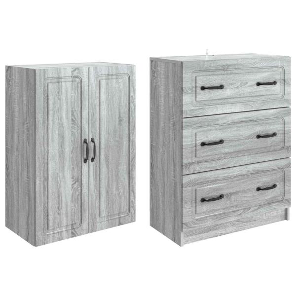 Schrankset 2 stk. 66 x 34,5 x 87 cm Holzwerkstoff Sonoma-Grau